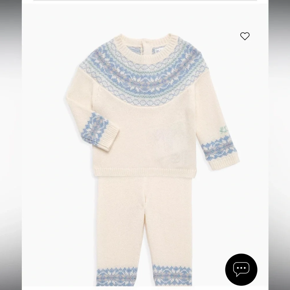 NWT Ralph Lauren Baby Boy Fair Isle Knit Sweater & Pant Set Ivory.Holiday Winter